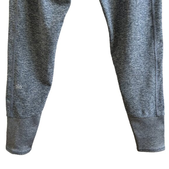 Alo Yoga High Waist Alosoft Lounge Leggings Heather Ribbed Cuff Blue Grey Size L - Picture 9 of 10